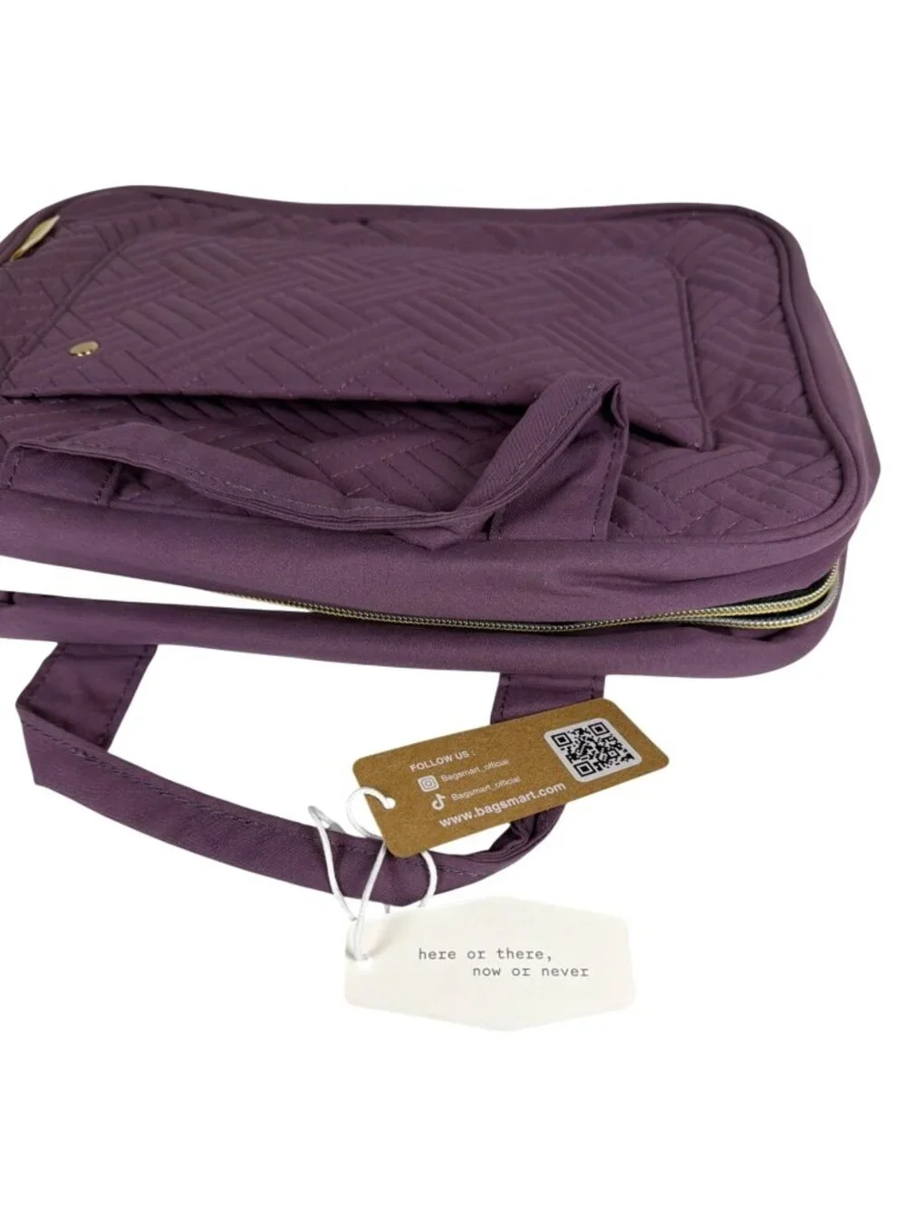 Travel Toiletry Bag Hanging Hook Quilted Fabric Purple Zipper Closures BagSmart
